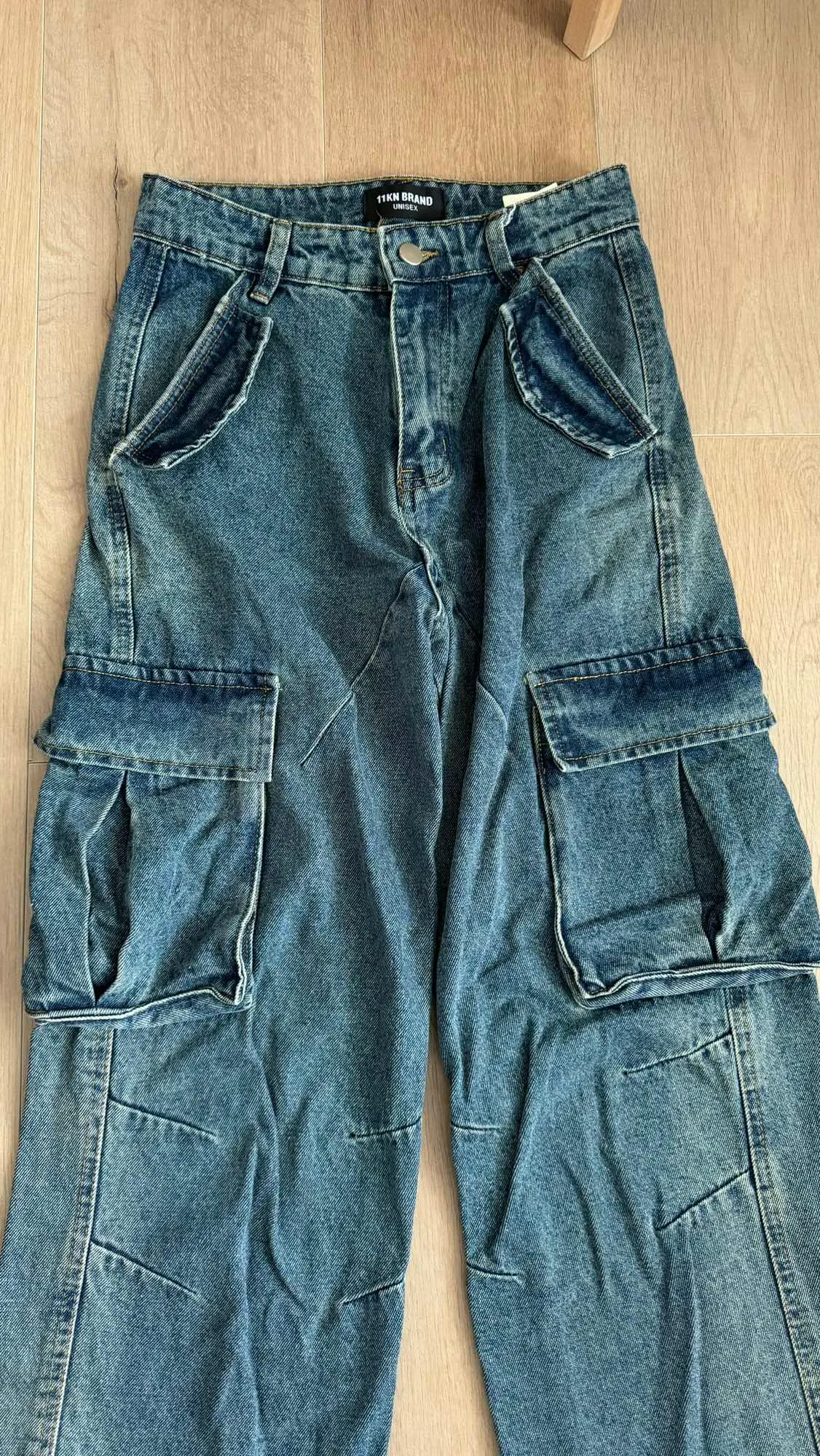 New! Denim pockets straight-leg jeans image indicator(4)