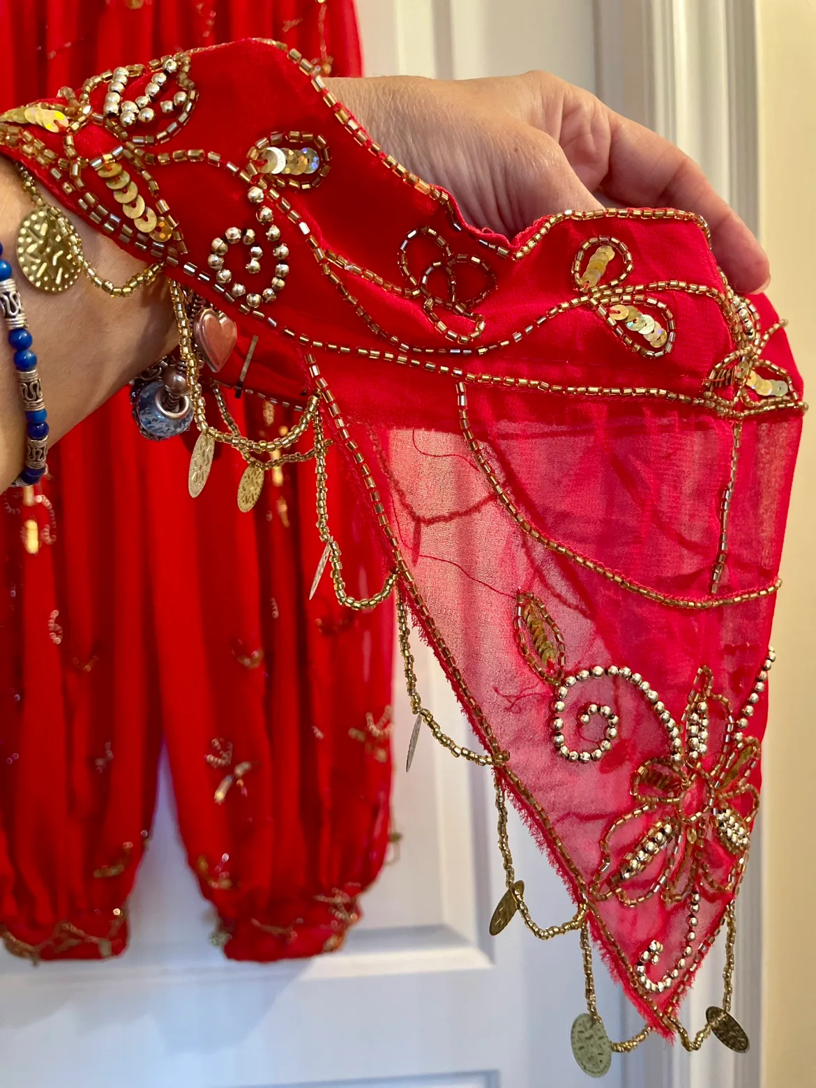 5 peace’s Red colour Belly Dancing Costume image indicator(3)