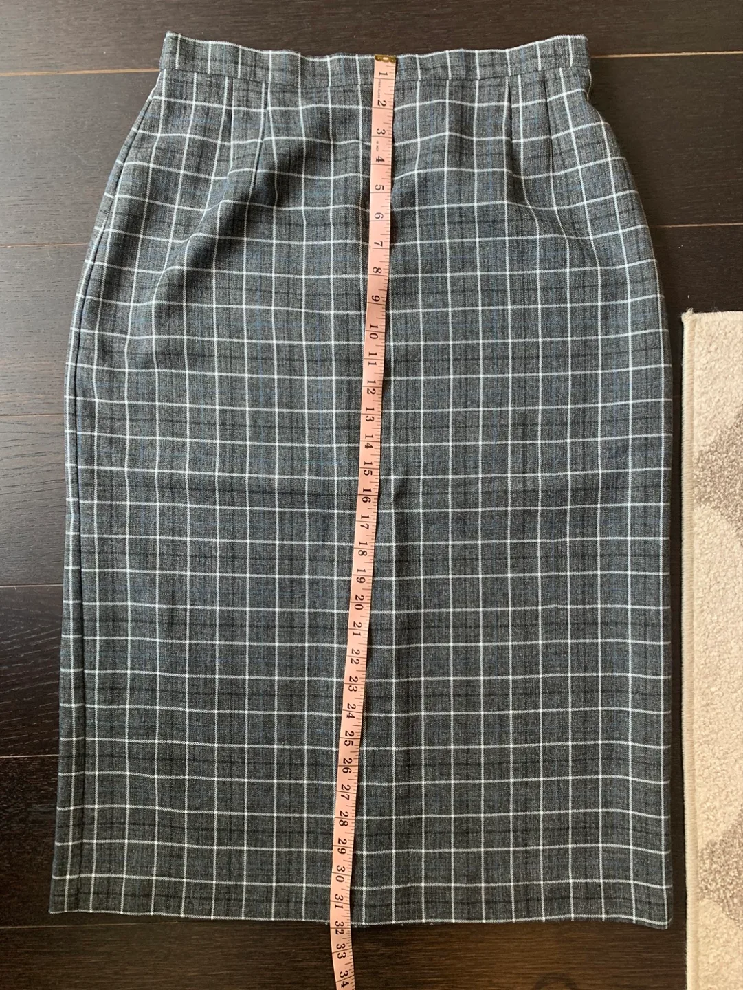 Vintage Grey, Blue, Black, and White Plaid Midi Skirt image indicator(8)