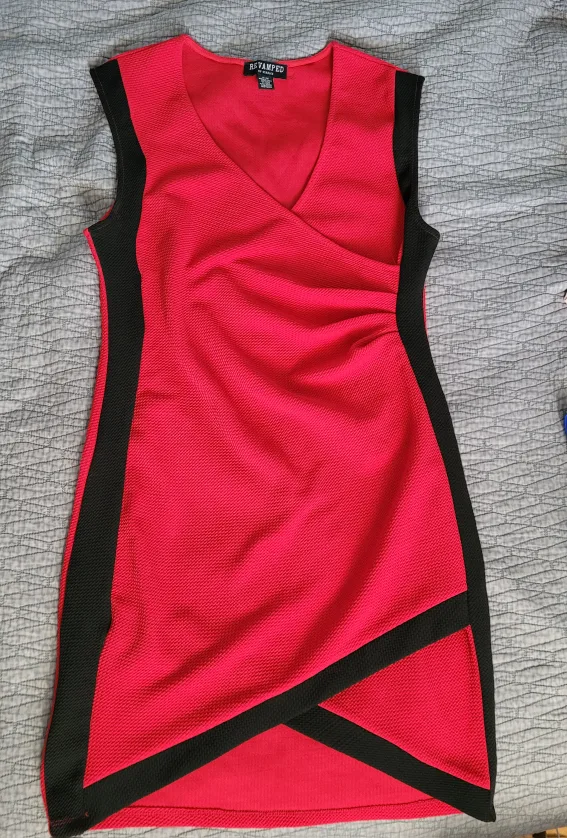 Red and Black Sleeveless Dress Womens thumbnail