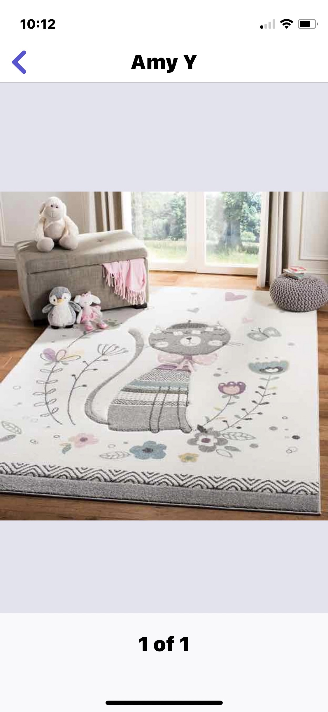 Kids Rug with Cat Design