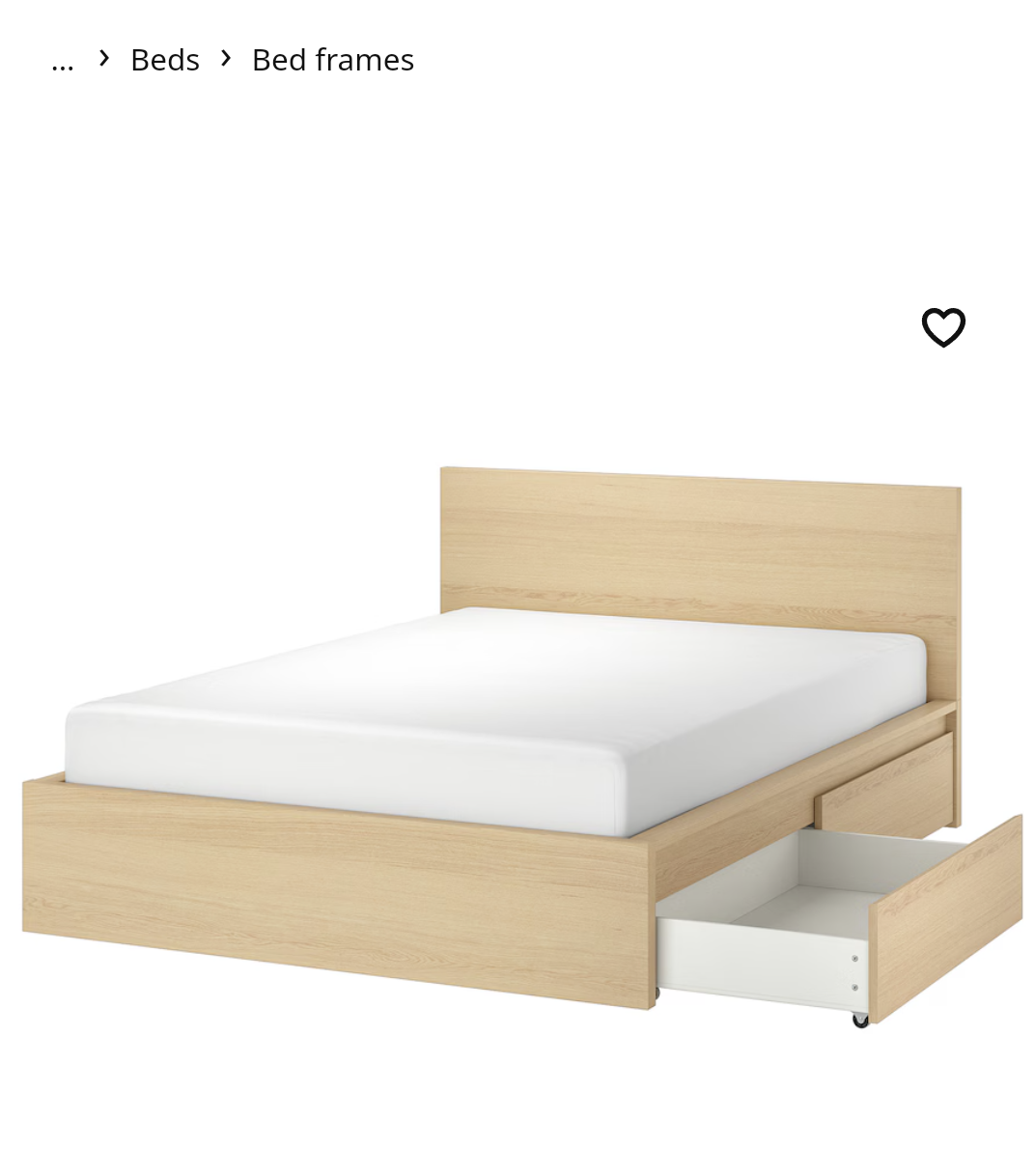 IKEA MALM Bed Frame with 2 Storage Drawers