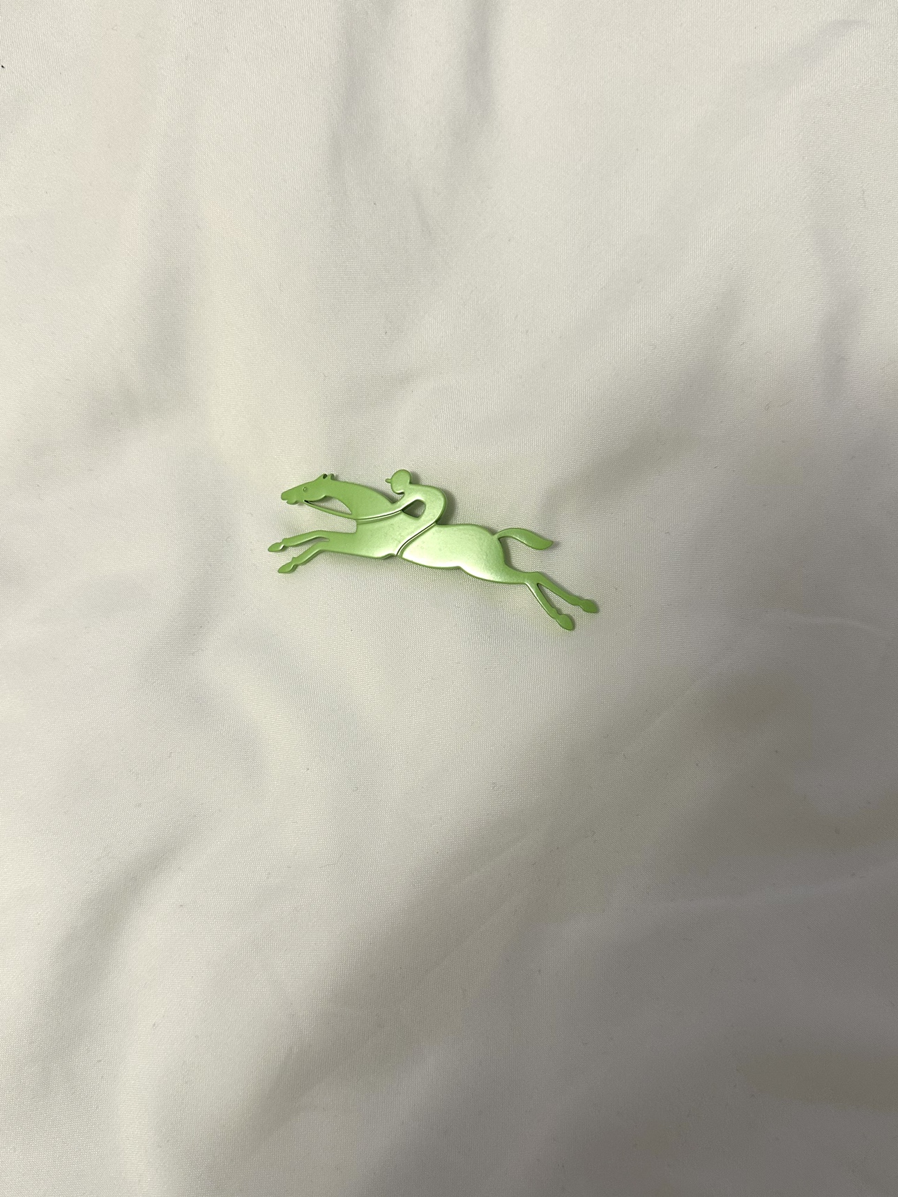 Longchamp Green Horse and Jockey Brooch