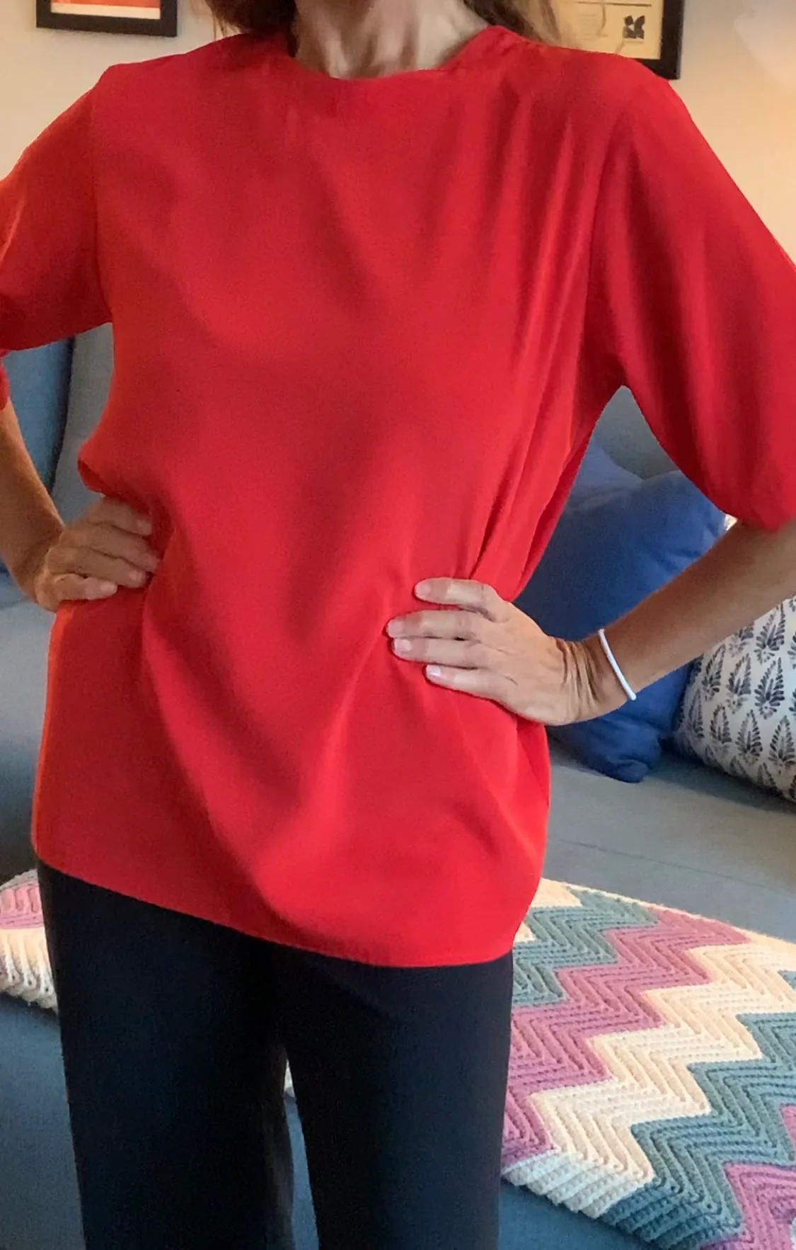 Vintage Red Short Sleeve Blouse thumbnail