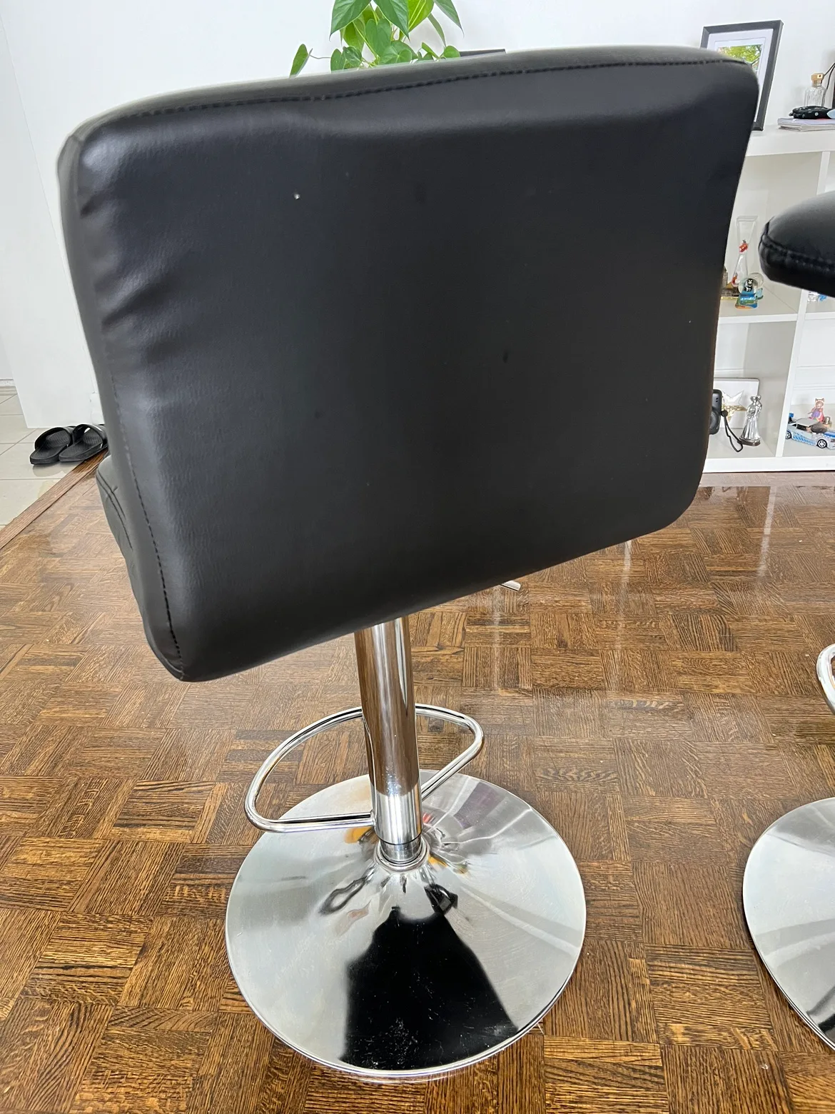 Black Counter Height Bar Stools Set of 2 PU Leather Swivel image indicator(8)