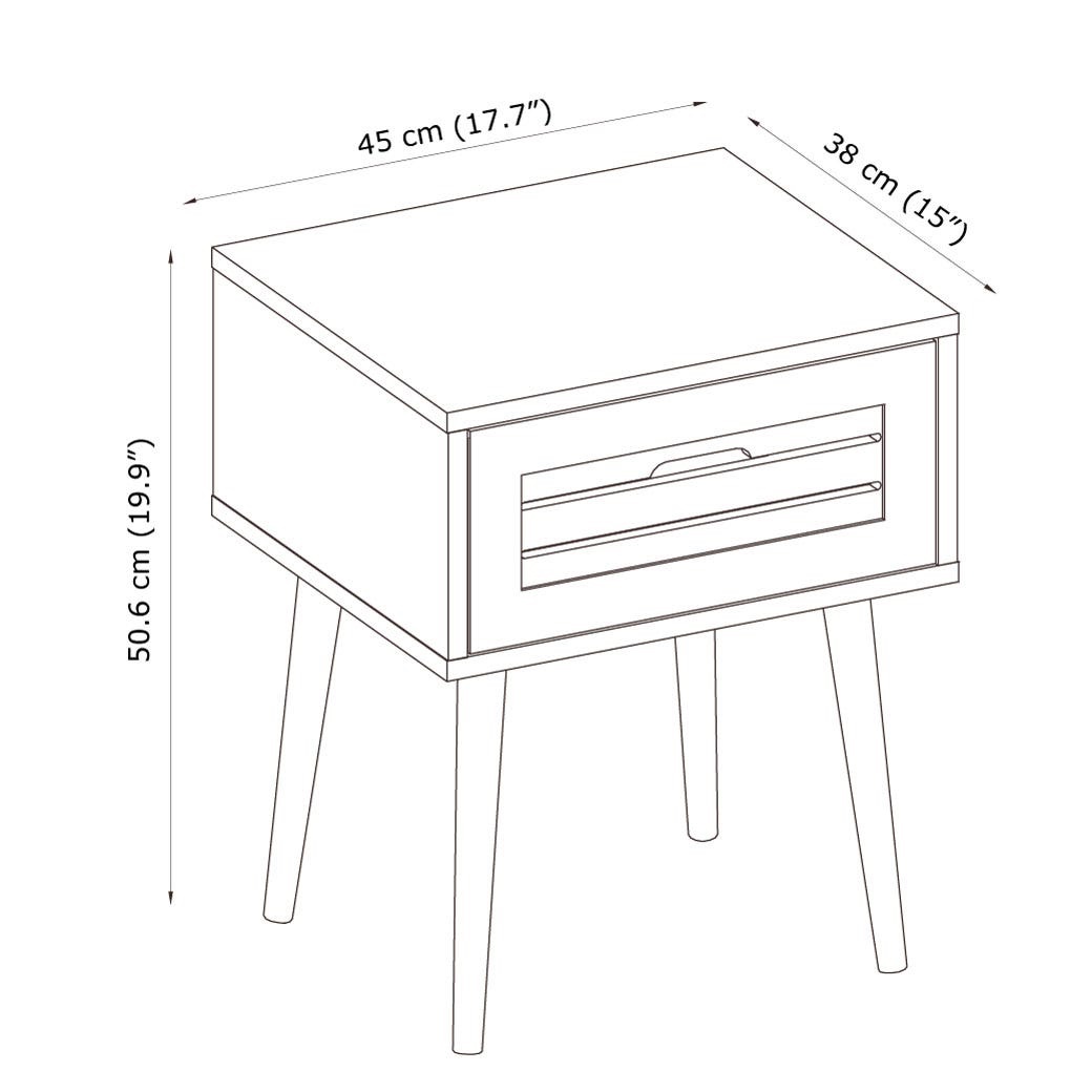 White Nightstand with One Drawer bedside table - photo 3