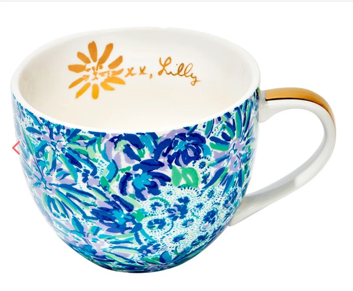 🍓REG $130 BRAND NEW! Designer Gold LILLY PULITZER Mugs ✨ image indicator(4)