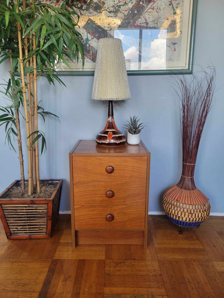 MCM Danish Teak 3 Drawer Nightstand/End Table thumbnail