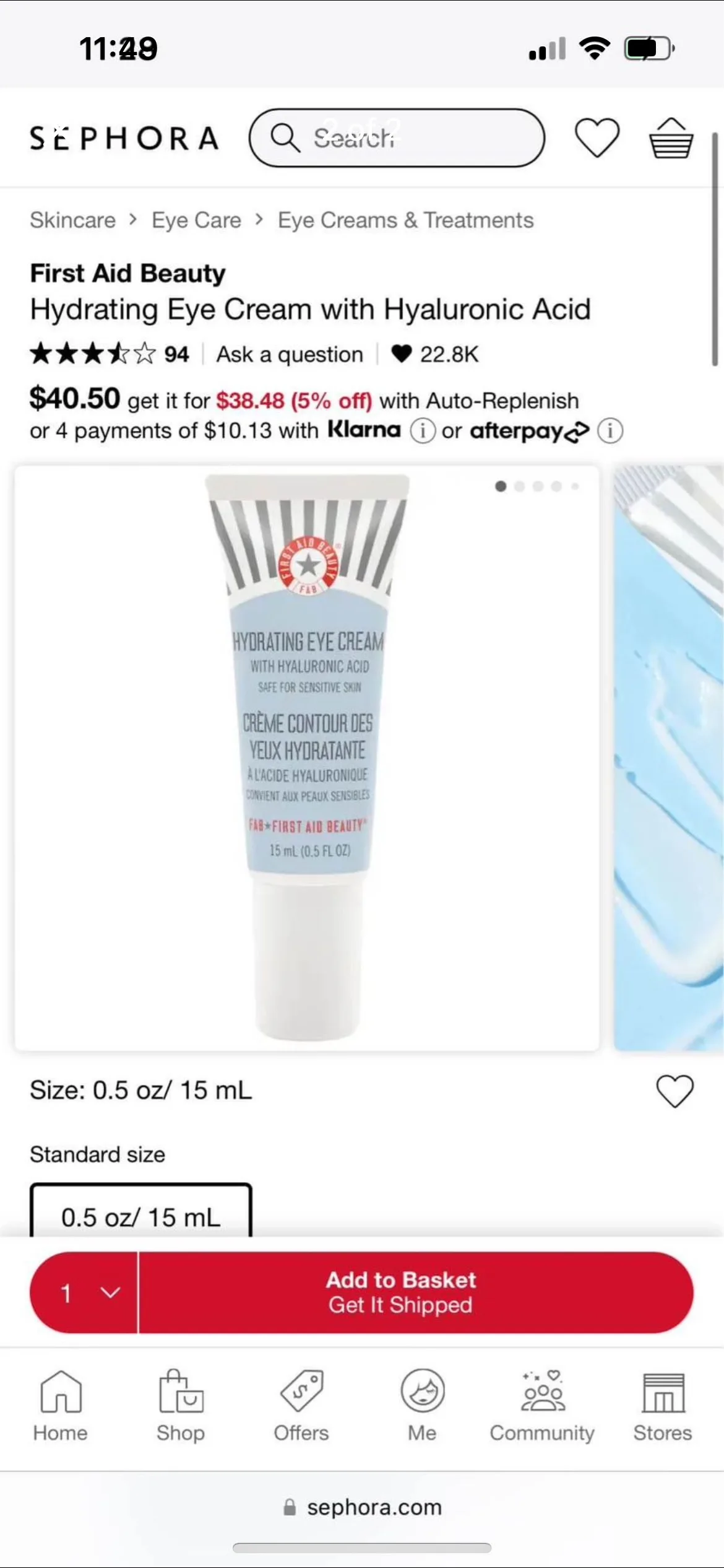 First aid beauty hydrating eye cream, retails $40+ image indicator(2)