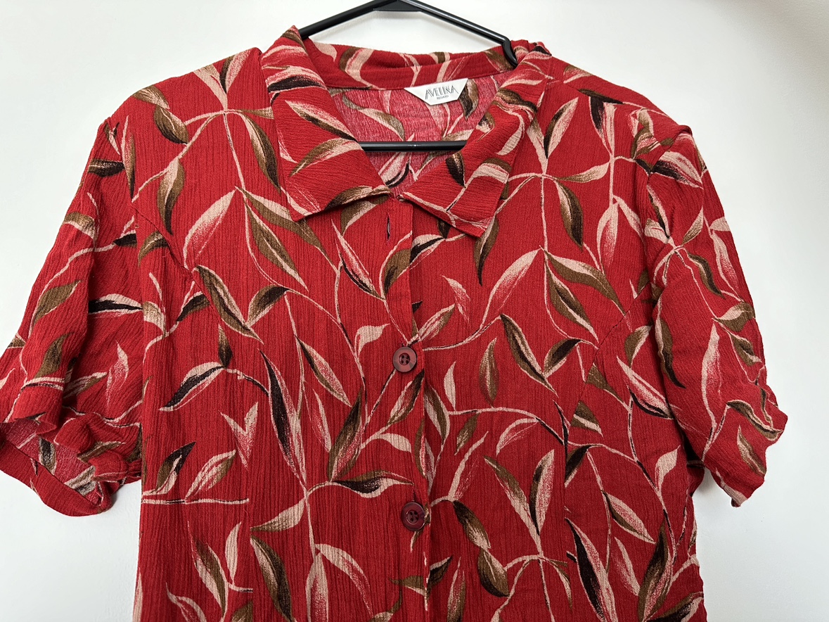Red Floral Button-Down Dress - photo 4