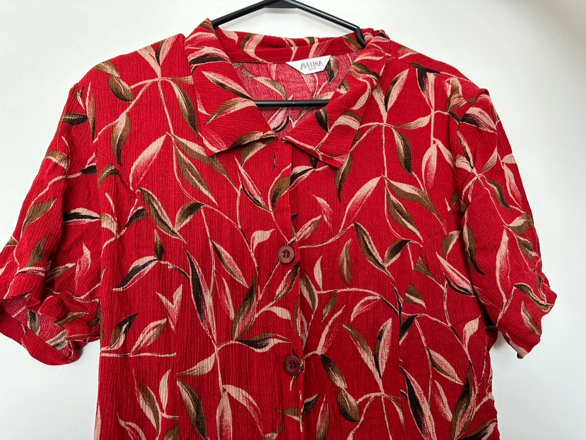 Red Floral Button-Down Dress image indicator(4)