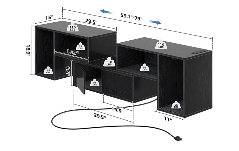 TV Stand- Deformable with LED Strip & Power Outlet - photo 3