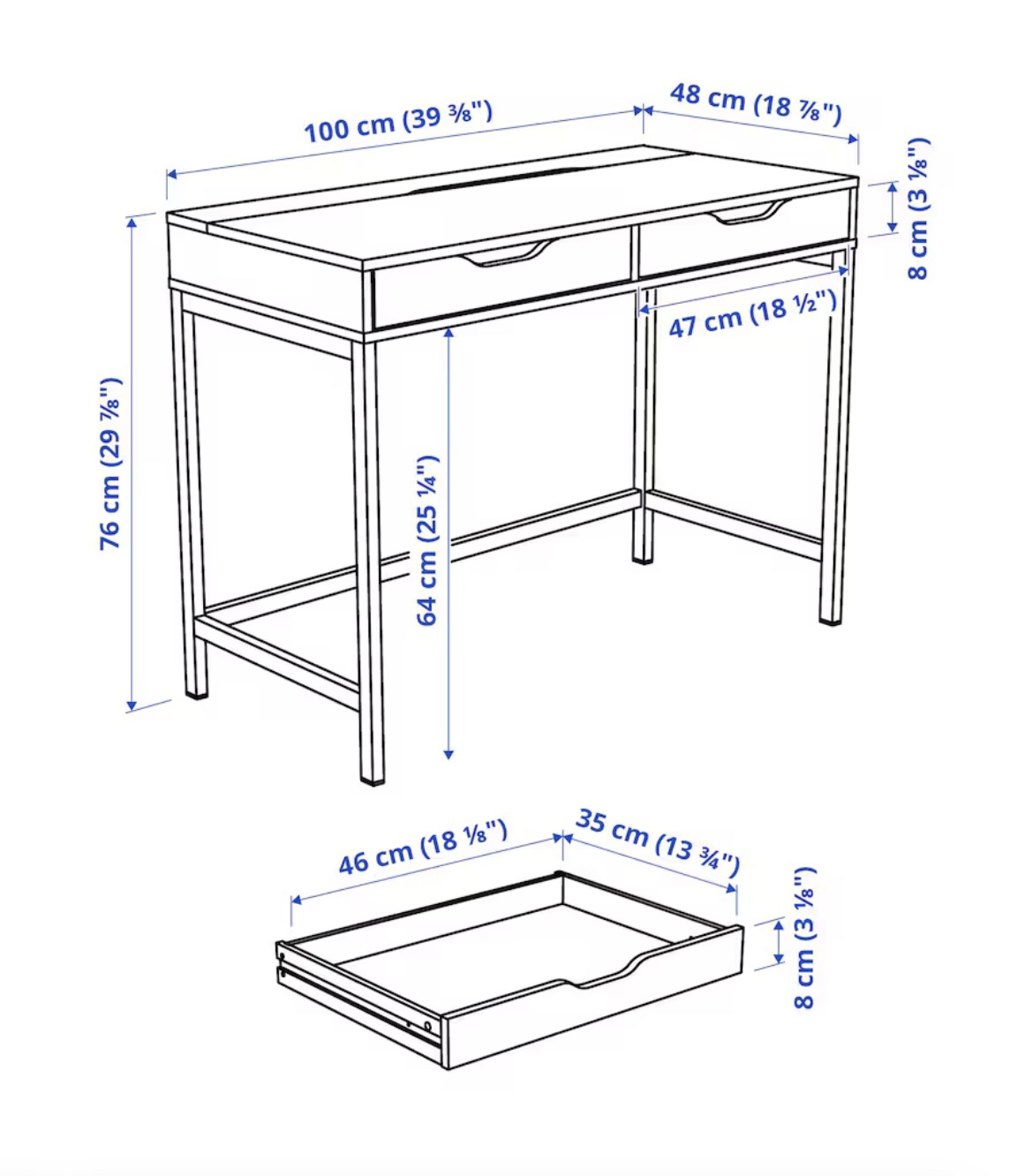 White Desk with Drawers - photo 5