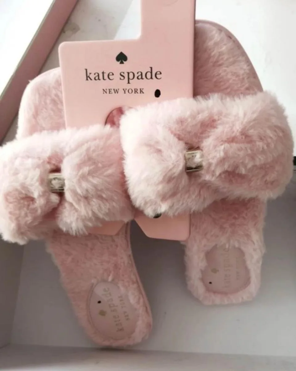 Kate Spade Fuzzy Slippers Size 6 thumbnail