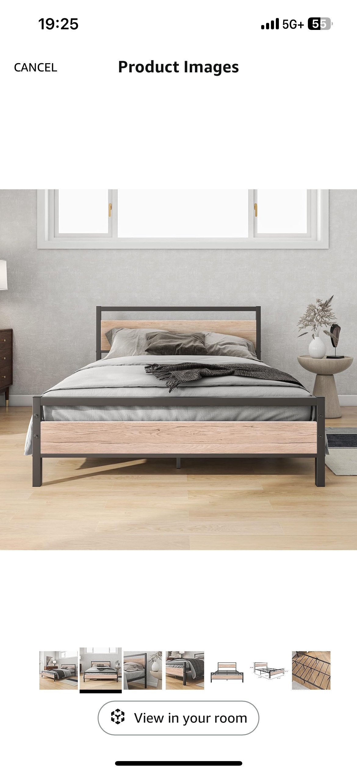 Metal Bed Frame w oak veneer (double/full) - photo 2