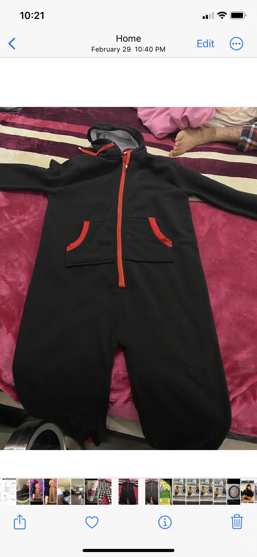 Men Black Hooded Onesie ( New) size small