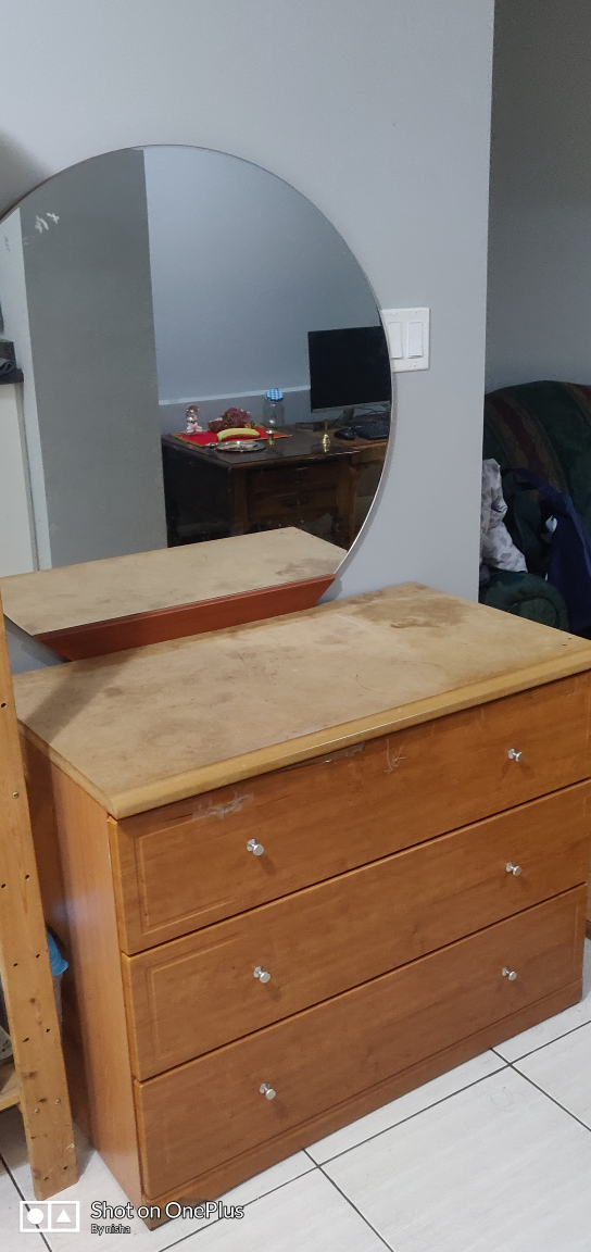 Three Drawer Dresser with Mirror