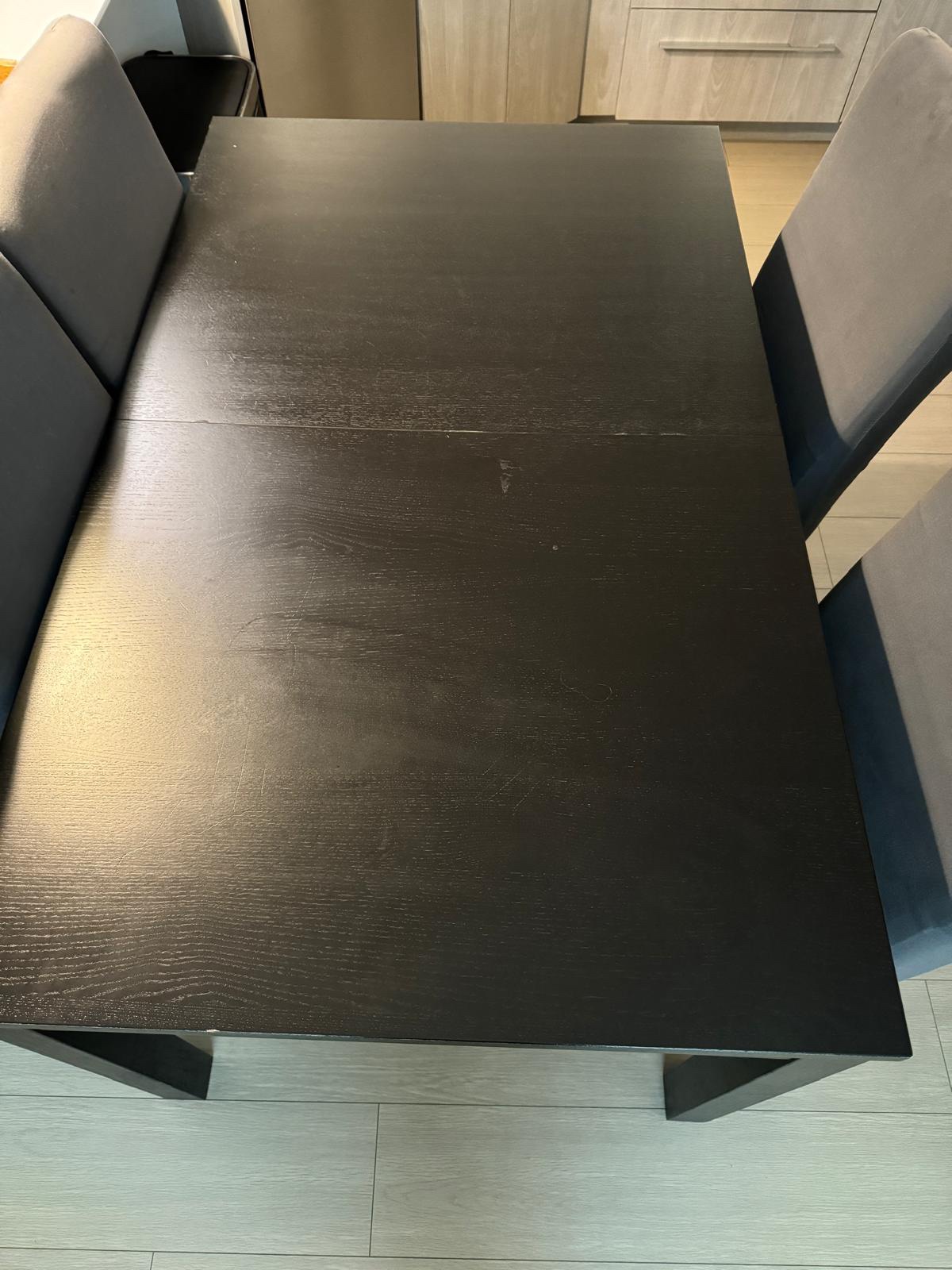 Black Extendable Dining Table and 6 chairs