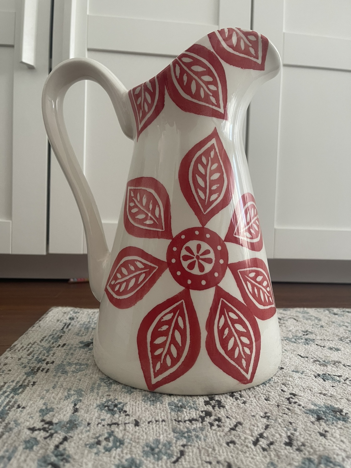 Large Red Floral Pitcher