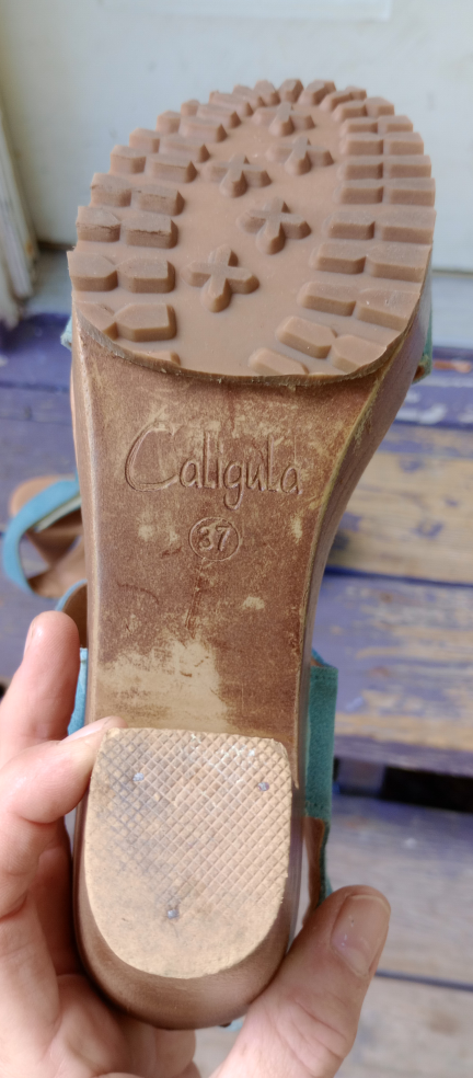 Leather  Platform Sandals, Light Blue - photo 5