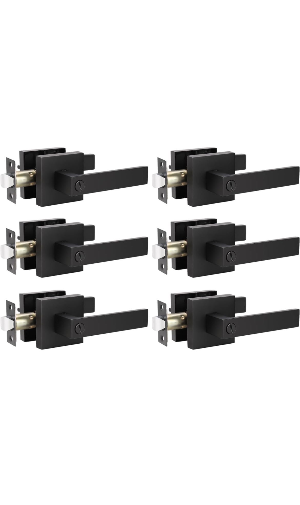 Knobwell Black Privacy Door Lever Handles pack of 6