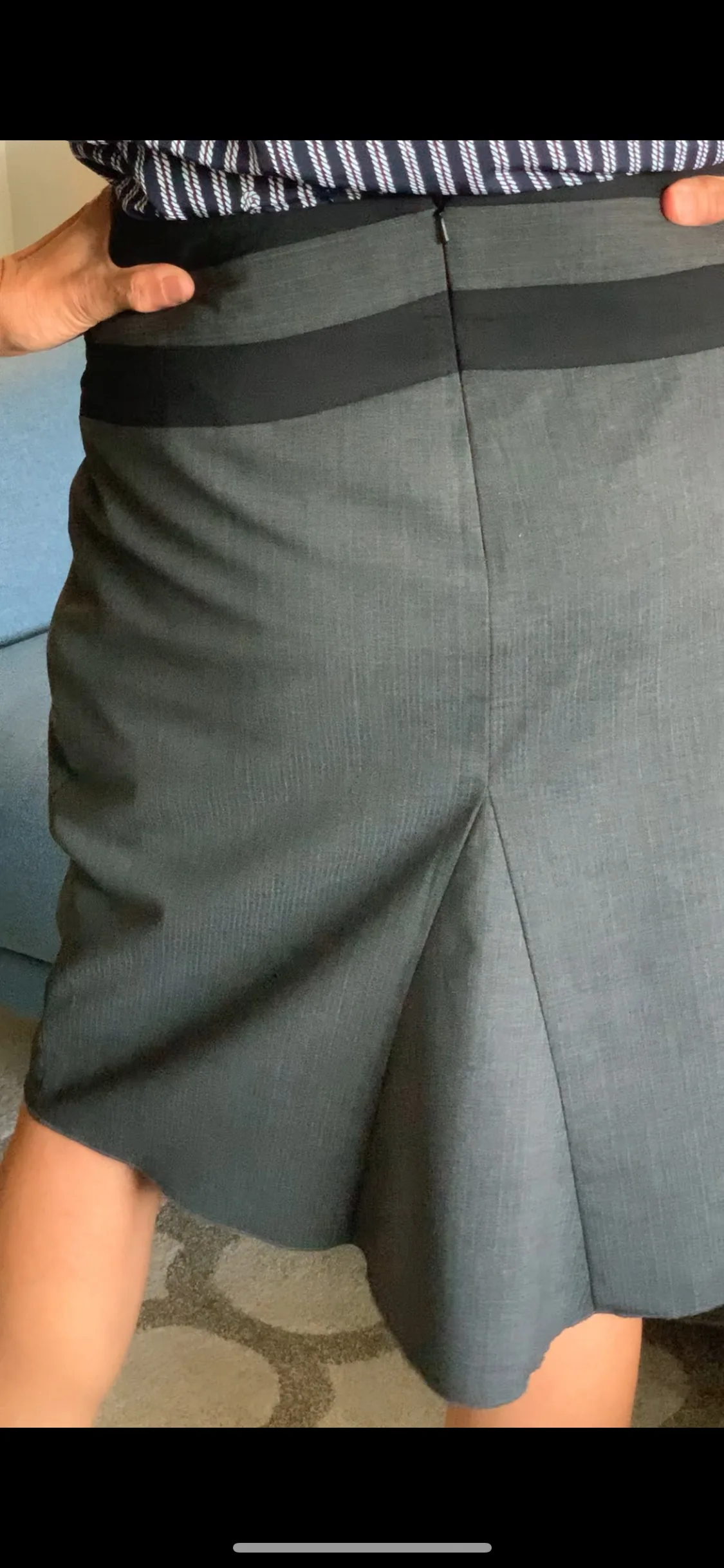 BCBG MAXAZRIA Grey Pencil Skirt with Black Trim image indicator(5)