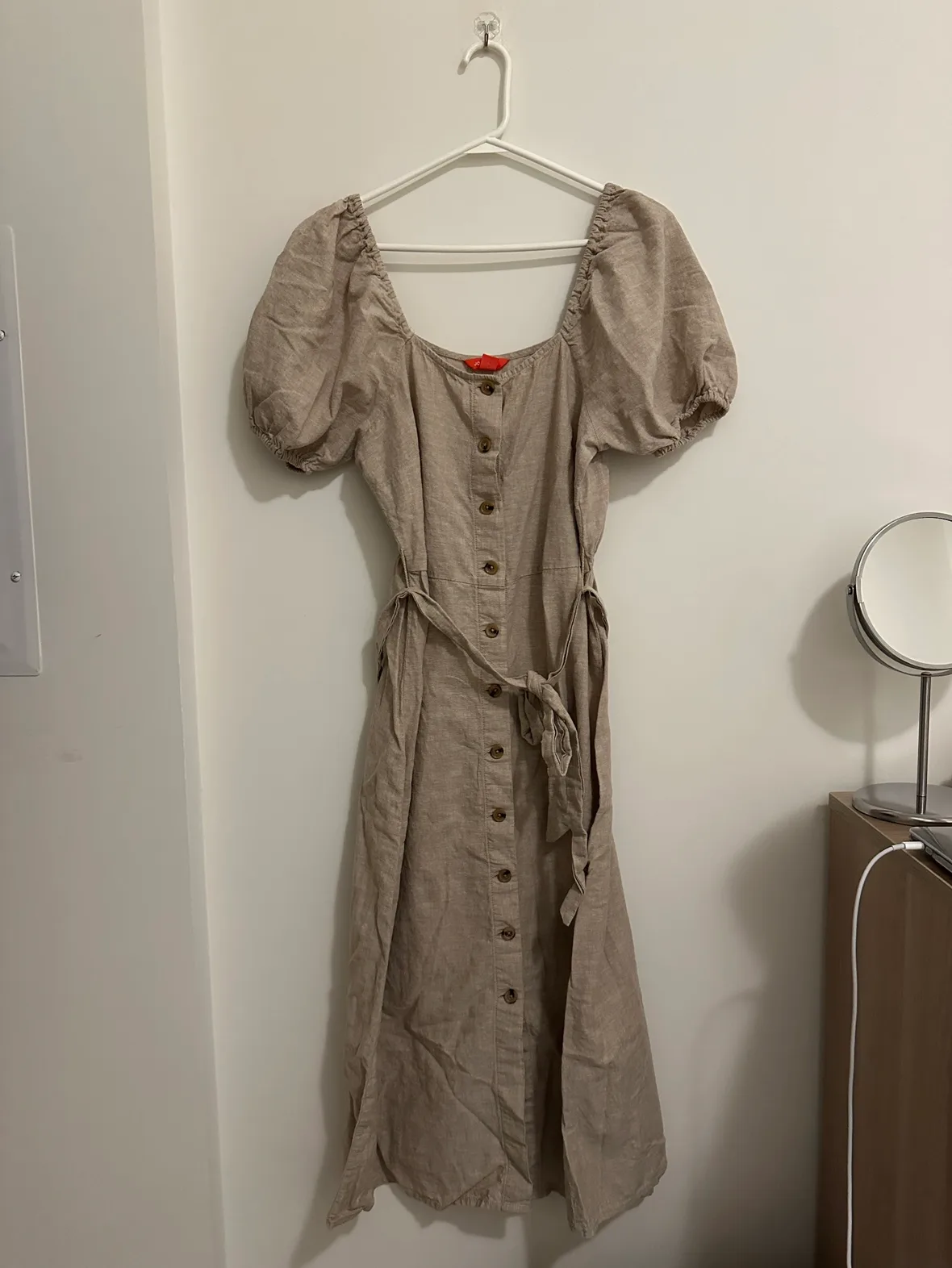 Joe Fresh Linen Cotton Puff Sleeve Midi Dress thumbnail