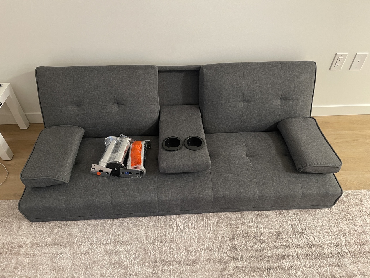Futon Sofa Bed, Dark Grey (Like New) - photo 2