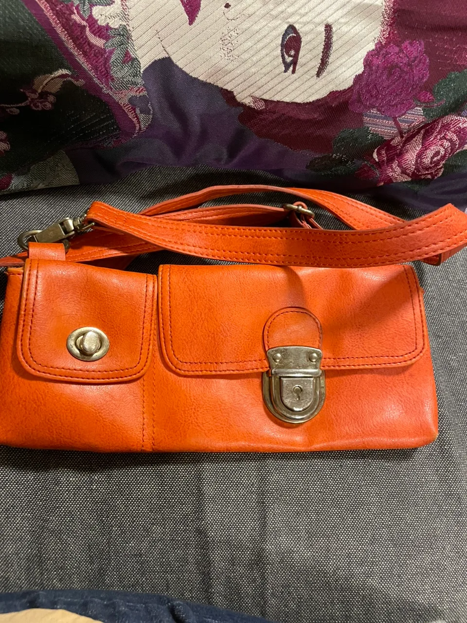 Orange Leather Crossbody Bag thumbnail