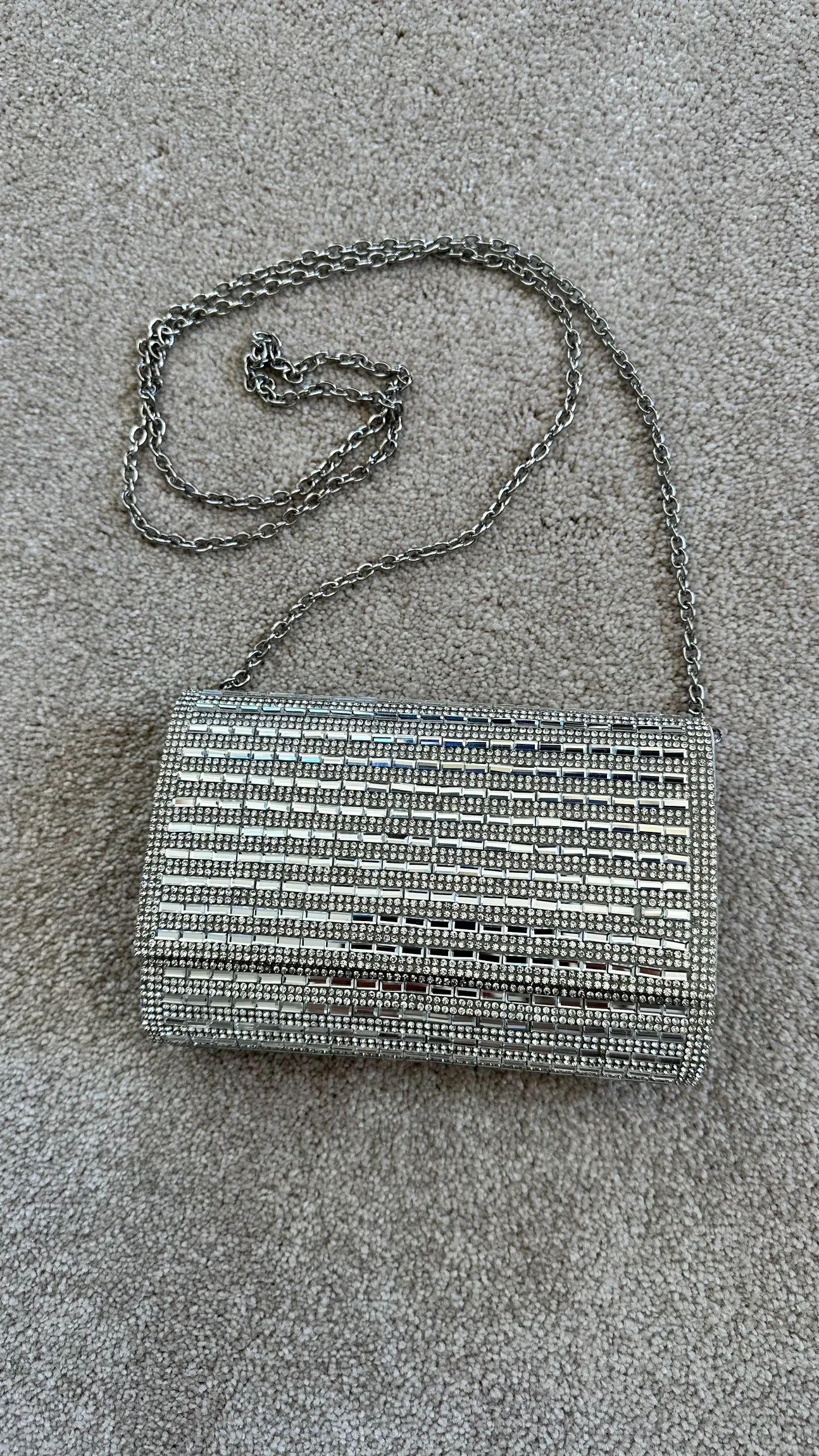 ALDO Silver Rhinestone Clutch thumbnail