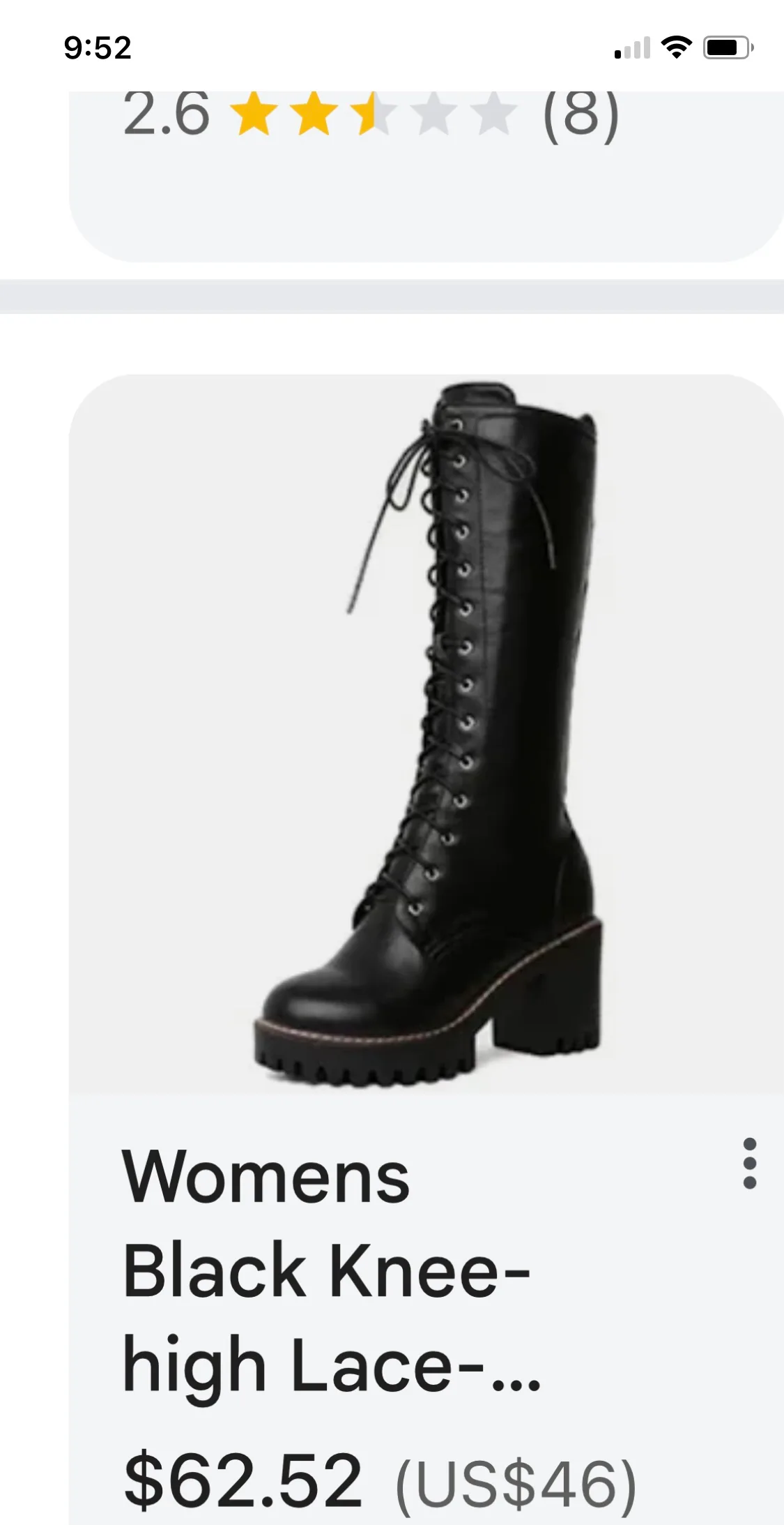 Black Knee-High Lace-Up Boots thumbnail