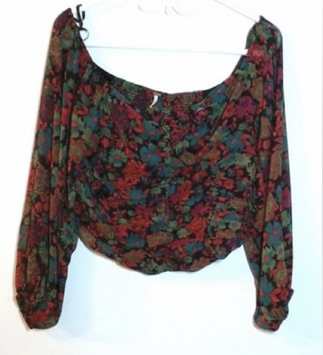 NEW Free People Women's Floral Pull Sleeve Top Sz: XS - photo 3