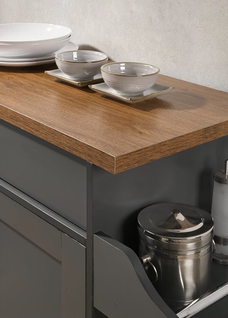 NIB Gray & Oak Top Kitchen Island/Spice Rack/Towel Rack & Drawer - photo 4