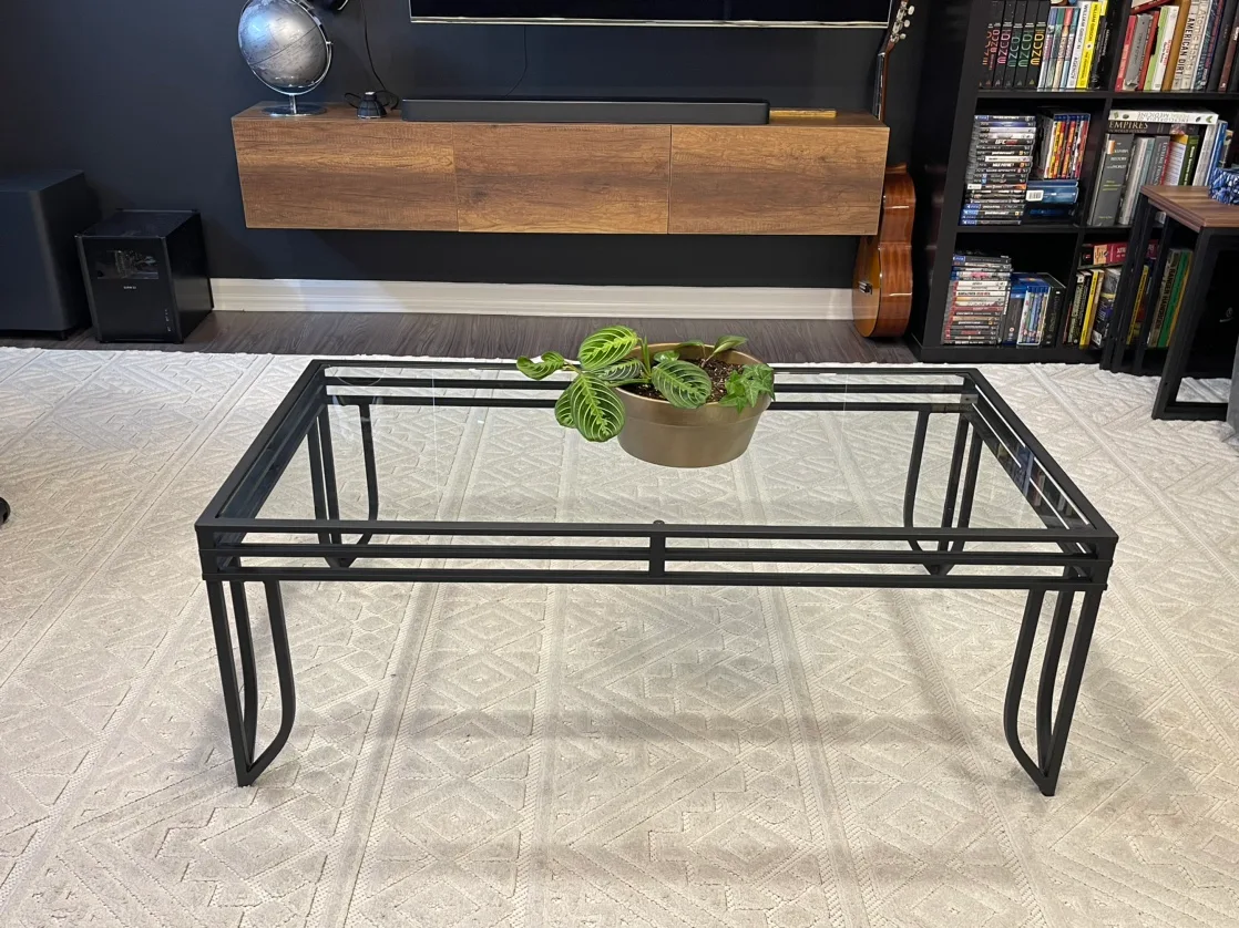 Glass and Metal Coffee Table 46” by 24” thumbnail