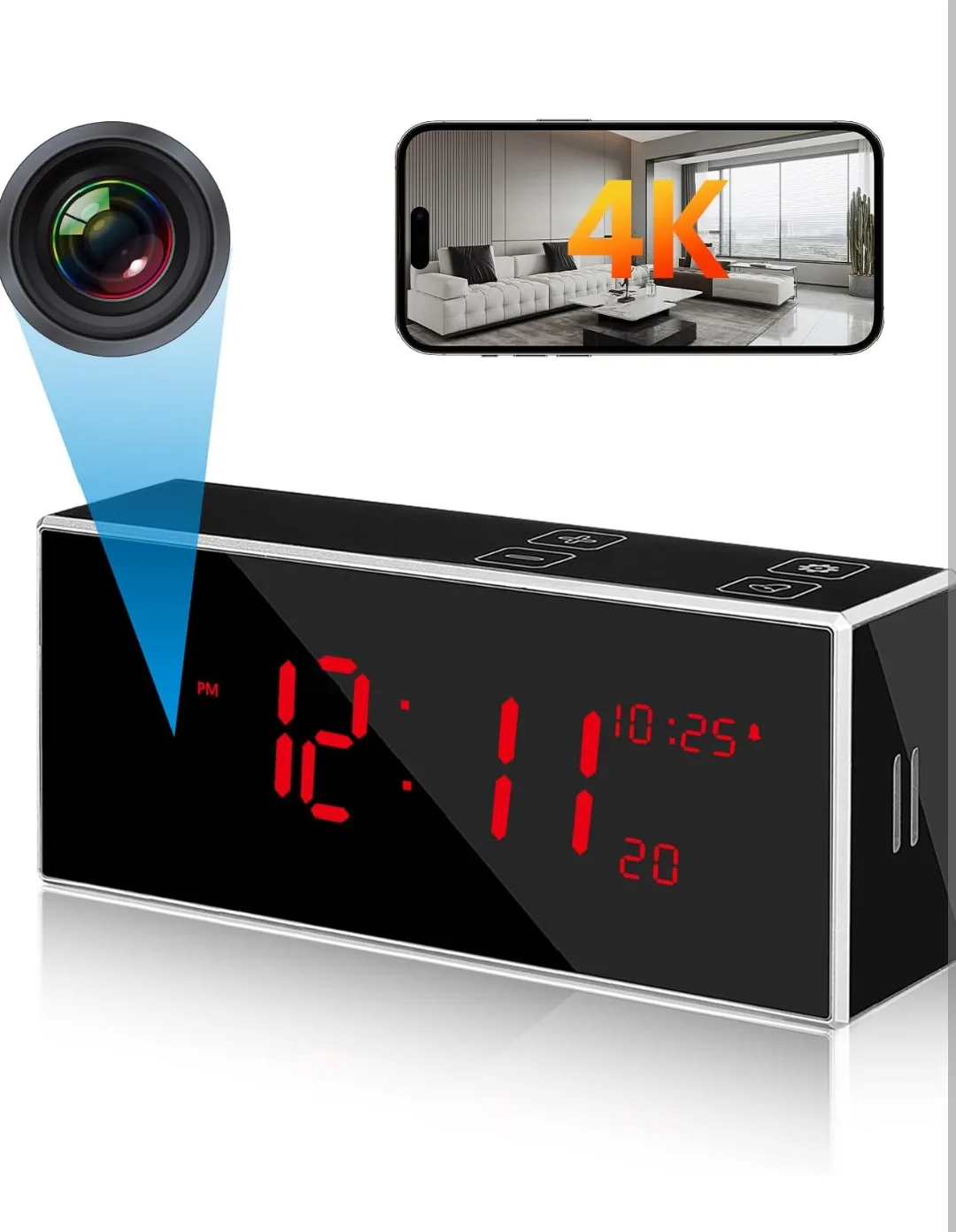 Hidden 4K Camera Digital Alarm Clock thumbnail