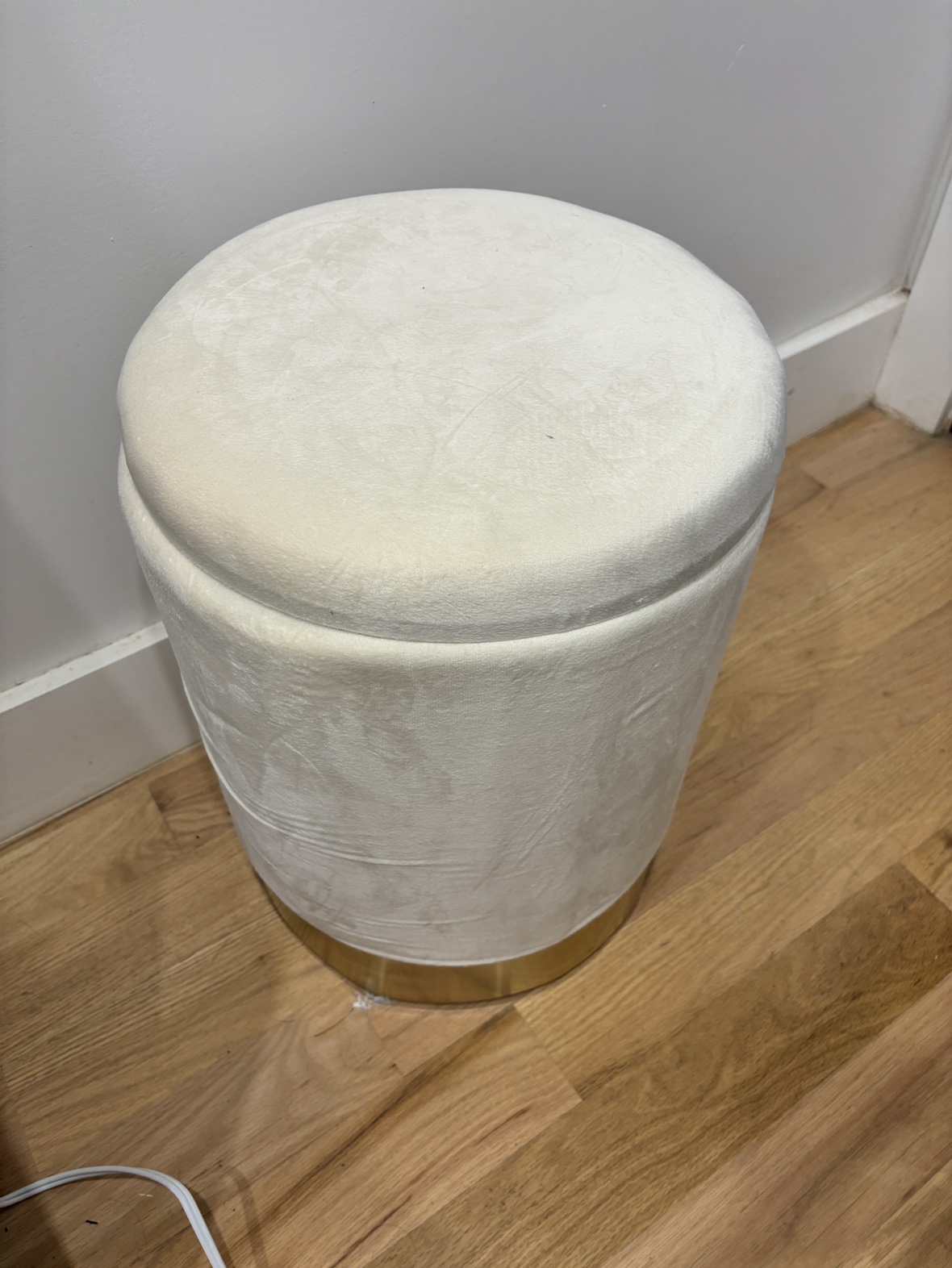 Cream Velvet Storage Ottoman - photo 2