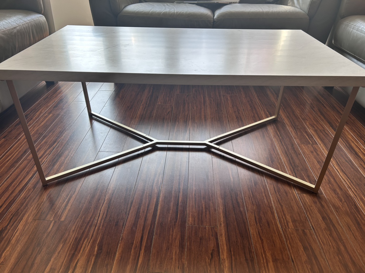 White Marble Coffee Table with Gold Legs