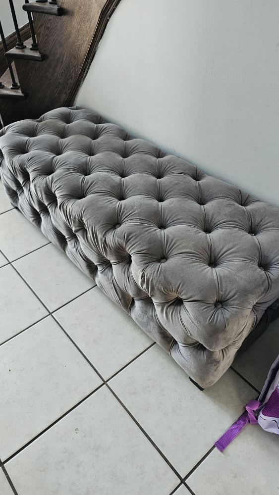 Grey Tufted Ottoman - photo 2