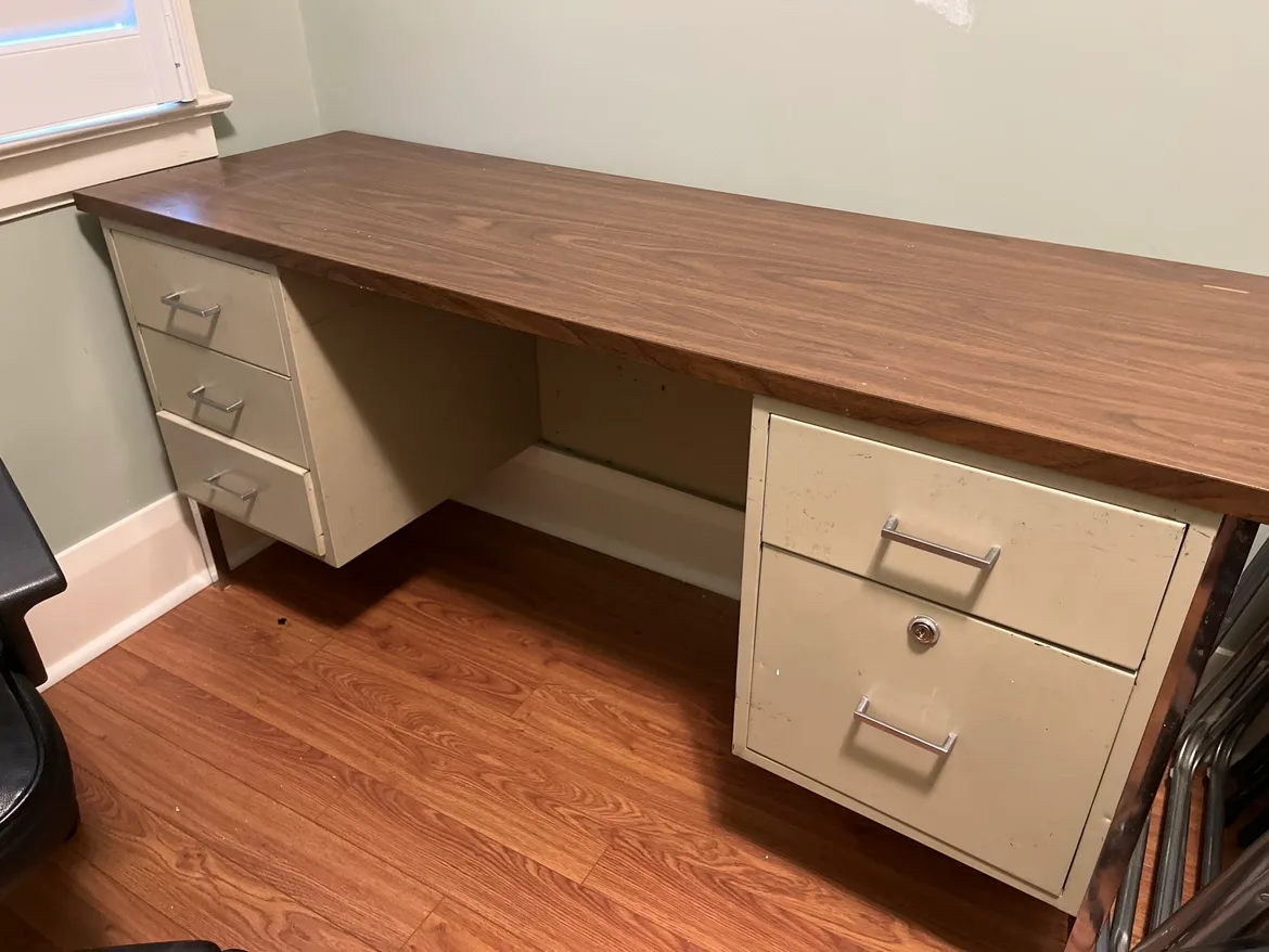 Old school/office  Metal Desk with Drawers thumbnail