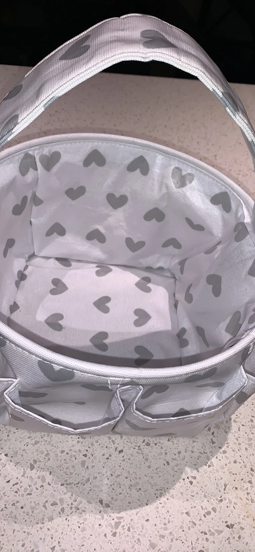 Grey and White Heart Storage Basket thumbnail
