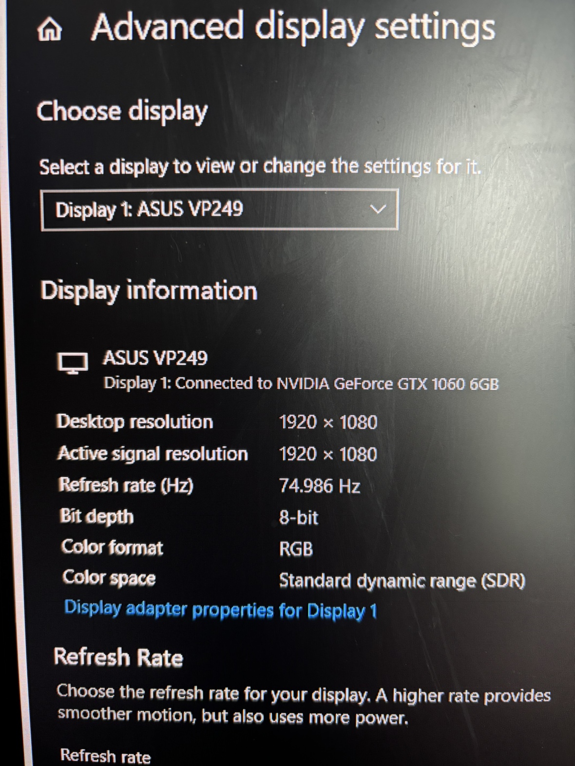 ASUS VP249 24" Monitor 75hz 1080p - Great Condition! - photo 3