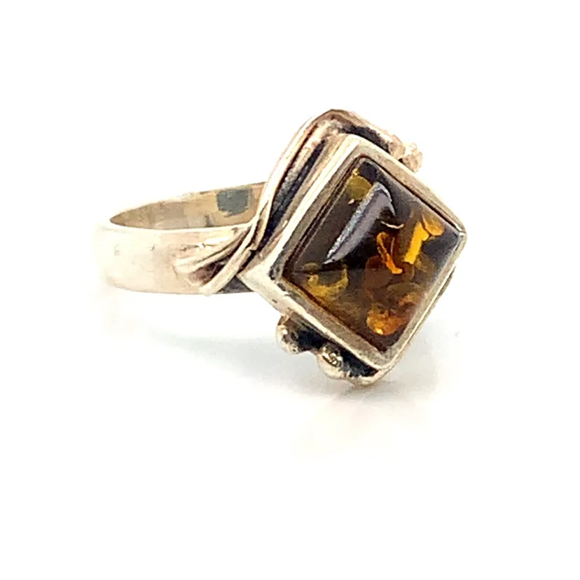 Sterling silver Genuine Amber Ring image indicator(4)
