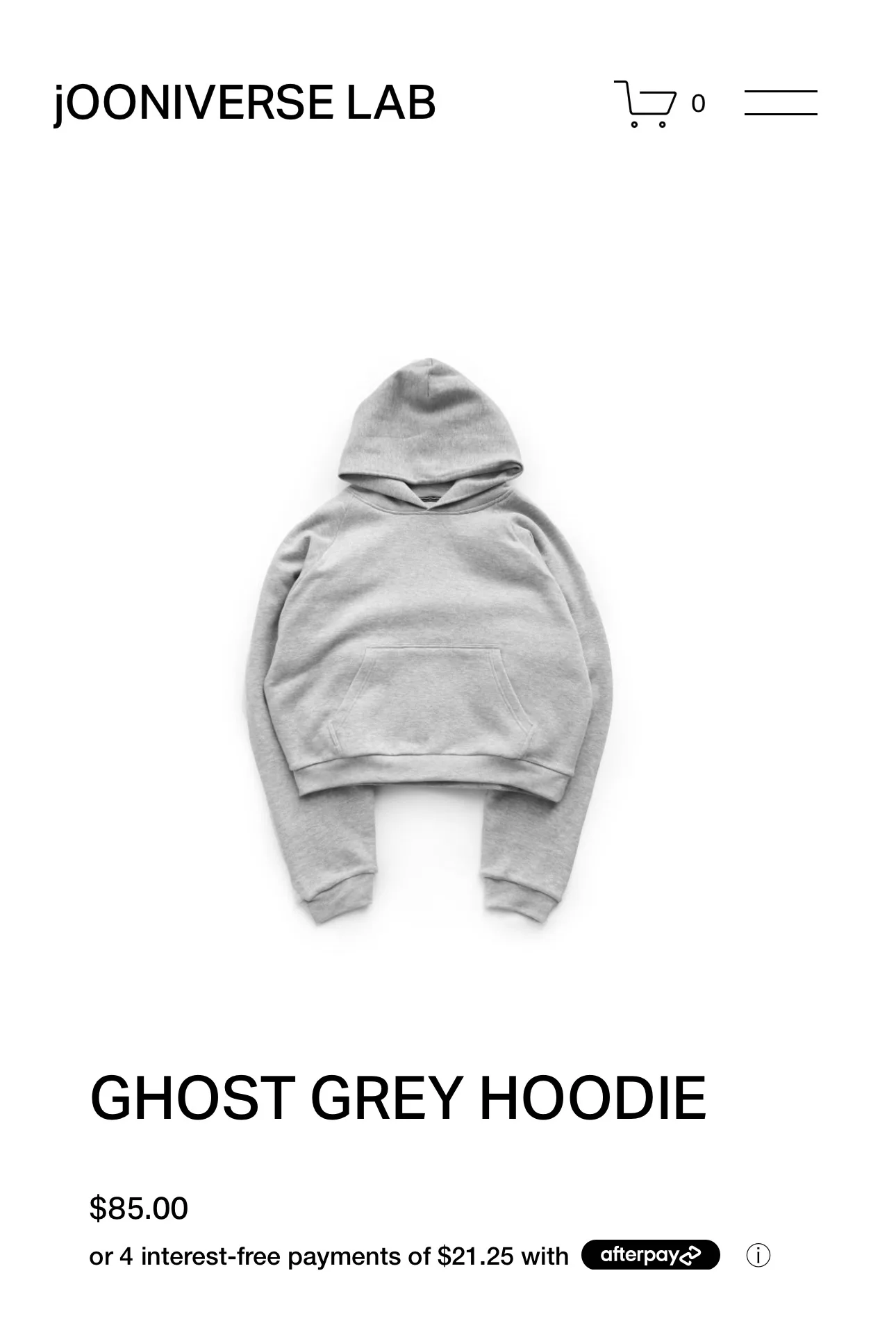 Jooniverse Lab Ghost Grey Cropped Hoodie - Men’s Medium thumbnail