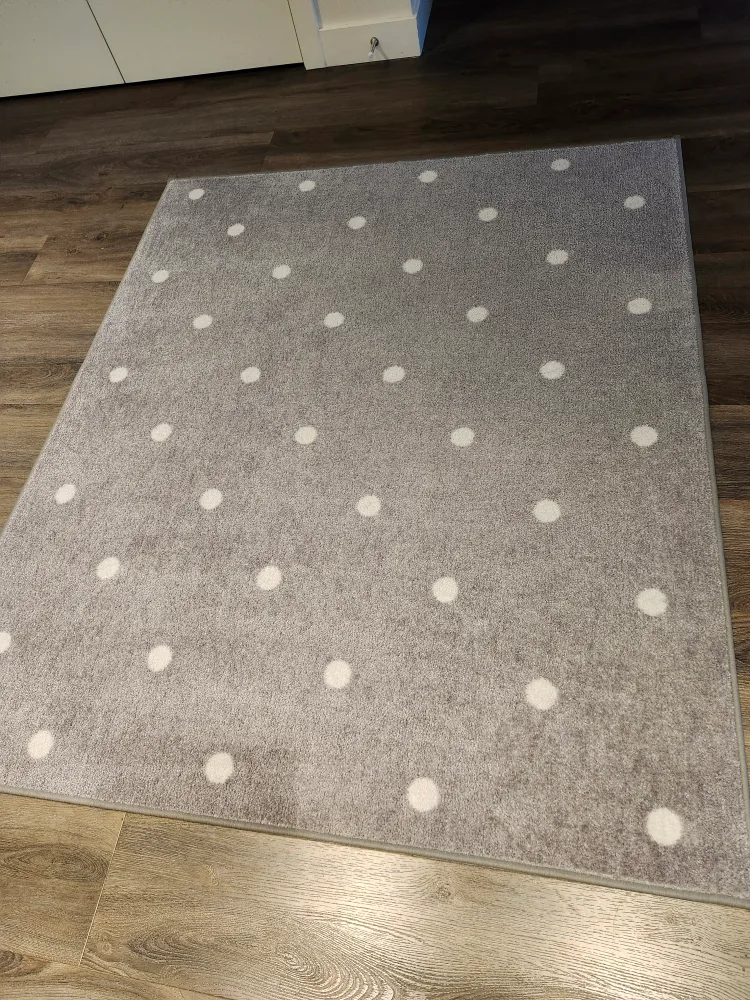 Grey and White Polka Dot Rug thumbnail