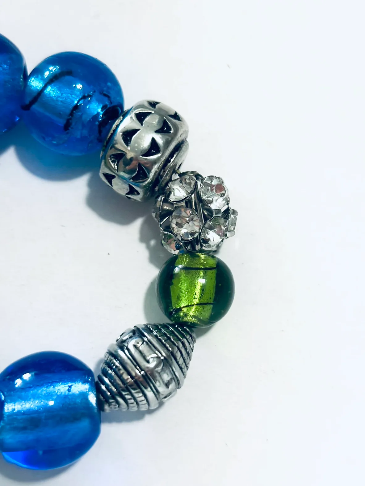 Beaded slip on Bracelet with heart charm image indicator(2)