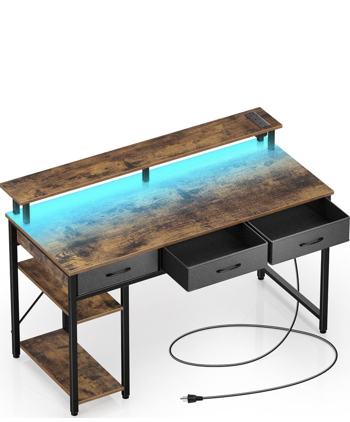 Computer Desk with Storage and Lights - photo 2