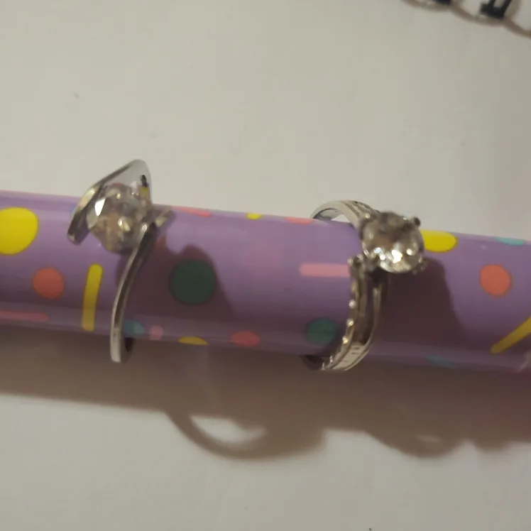 Two Silver Rings with Large Stone image indicator(3)