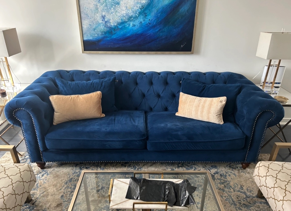 Blue Velvet Sofa