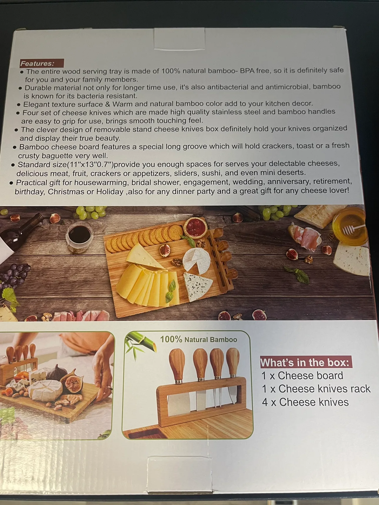 Natural Bamboo Cheese Board Set image indicator(2)