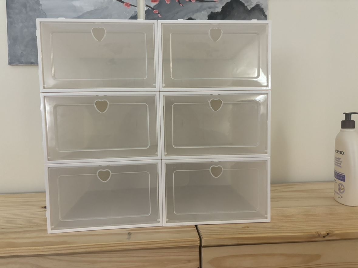 Set of 6 Clear Stackable Shoe Boxes